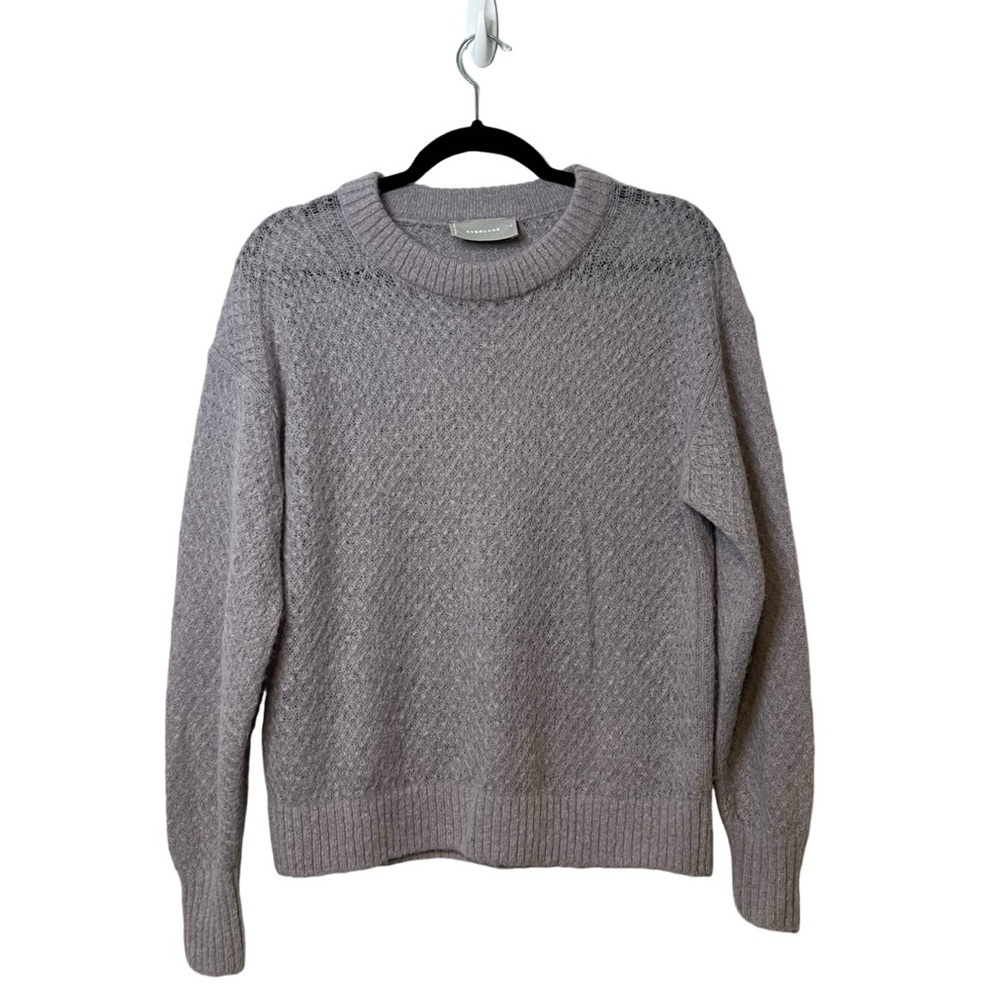 Everlane Women’s Alpaca Wool Blend Crewneck Sweater s Gray Textured Knit